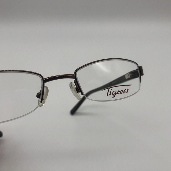 Tigress TGS112 Eyeglass Frame Women Spring Half Semi Rim Brown Animal 54-17-140 - Picture 4 of 11